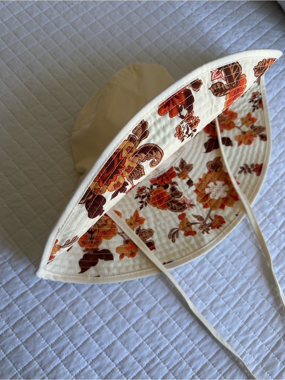Business & Pleasure Floral  Bucket Hat in Cream and Orange Florals